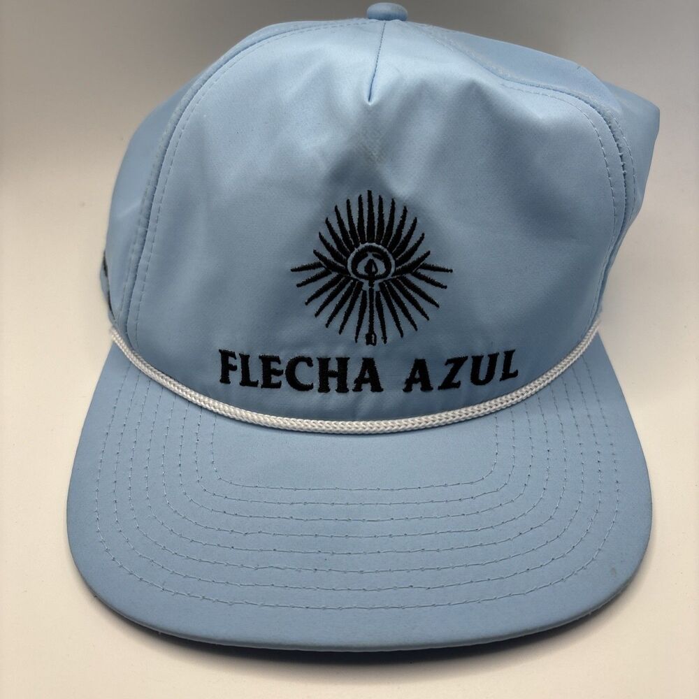 Flecha Azul Tequila Black Quail Rope Snapback Hat Light Blue Agave Cap